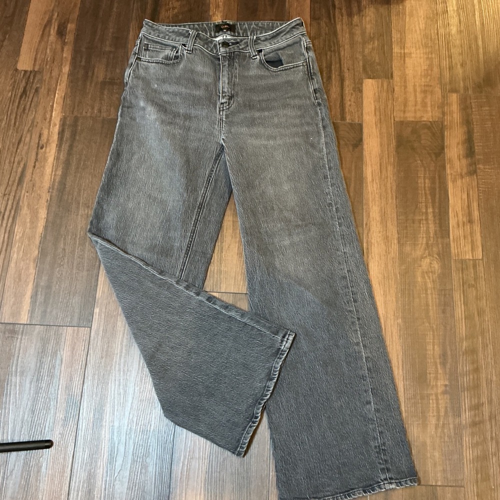 Quince Bella Stretch Relaxed Straight Jeans Charcoal Black High Rise 29 Denim